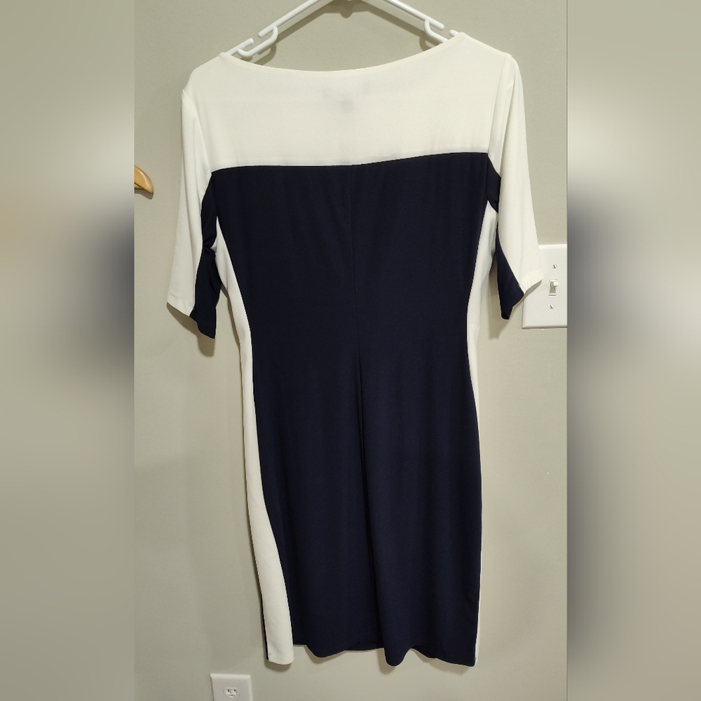 NWT Lauren Ralph Lauren Essentials Blue/White Form Fitted Dress, Size 12 New!N - Picture 5 of 7
